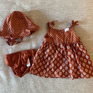 Worn Once Sienna Newborn Baby Dress with Hat & Bloomers